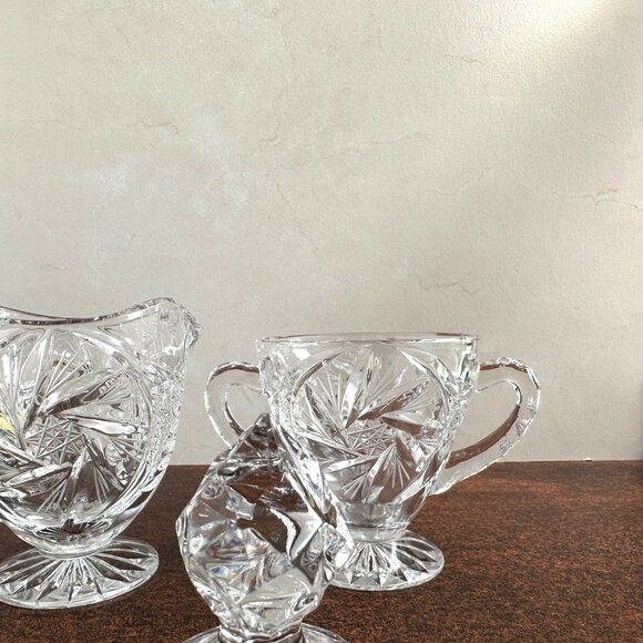 Pinwheel Polish Lead Crystal Sugar & Creamer - Picture 8 of 9